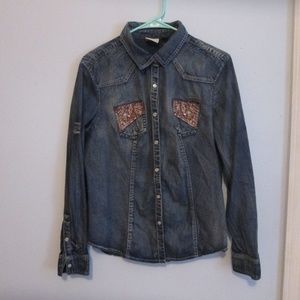 Harley Davidson denim button down shirt